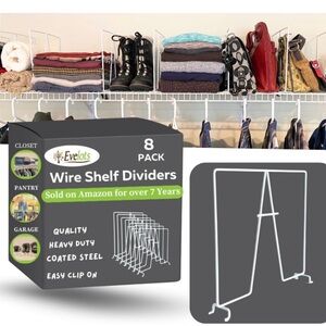 White Wire Shelf Dividers - 8 Pack